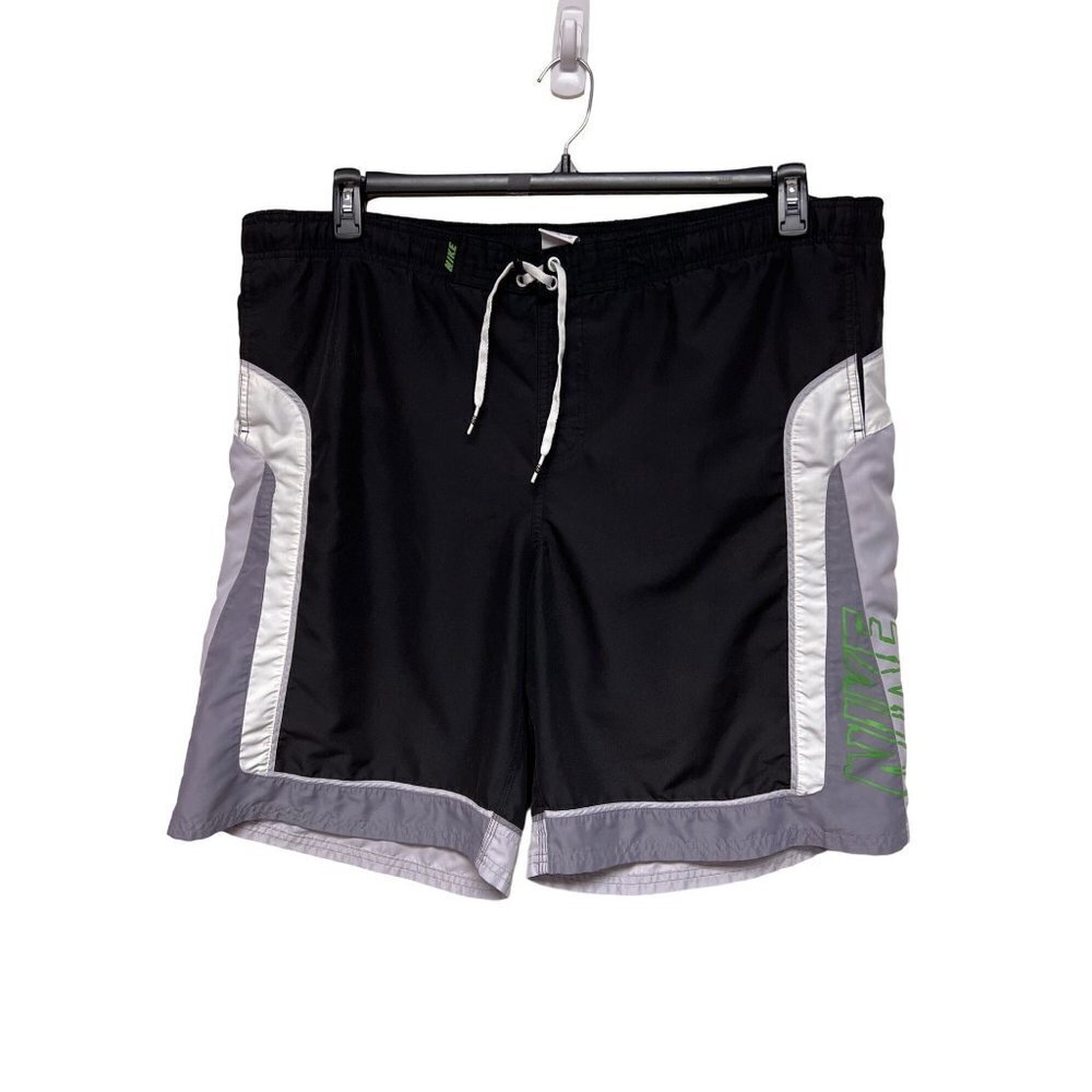Nike Black Grey Swim Trunks Shorts LIned Men's Size XL